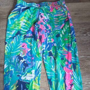 Lilly Pulitzer size 8-10 Reese Pant Multi Purrfect Tropical Floral Joggers girls